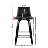 4x Felipe Wooden Bar Stools Swivel Bar Stool Kitchen Chairs Black