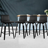 4x Felipe Wooden Bar Stools Swivel Bar Stool Kitchen Chairs Black