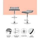 2x Fabric Bar Stools Swivel Bar Stool Dining Chairs Gas Lift Kitchen Grey