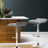 2x Fabric Bar Stools Swivel Bar Stool Dining Chairs Gas Lift Kitchen Grey