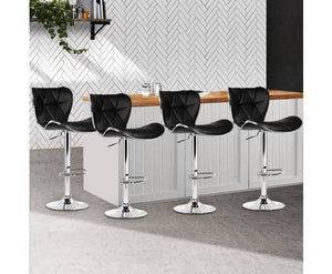 Artiss 4x Bar Stools RUBY Kitchen Swivel Bar Stool Leather Chairs Gas Lift Black