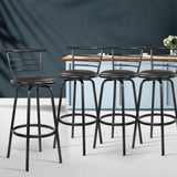 4x Bar Stools PU Leather Bar Stool Swivel Backrest Kitchen Chairs Black