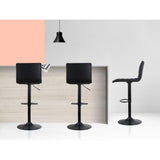 4x Bar Stools Fabric Kitchen Cafe Swivel Bar Stool Chair Gas Lift Black