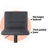 4x Bar Stools Fabric Kitchen Cafe Swivel Bar Stool Chair Gas Lift Black