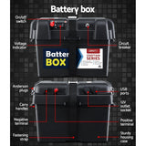 75Ah Deep Cycle Battery & Battery Box 12V AGM Marine Sealed Power Solar Caravan 4WD Camping