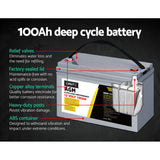 Giantz AGM Deep Cycle Battery 12V 100Ah x2 Box Portable Solar Caravan Camping