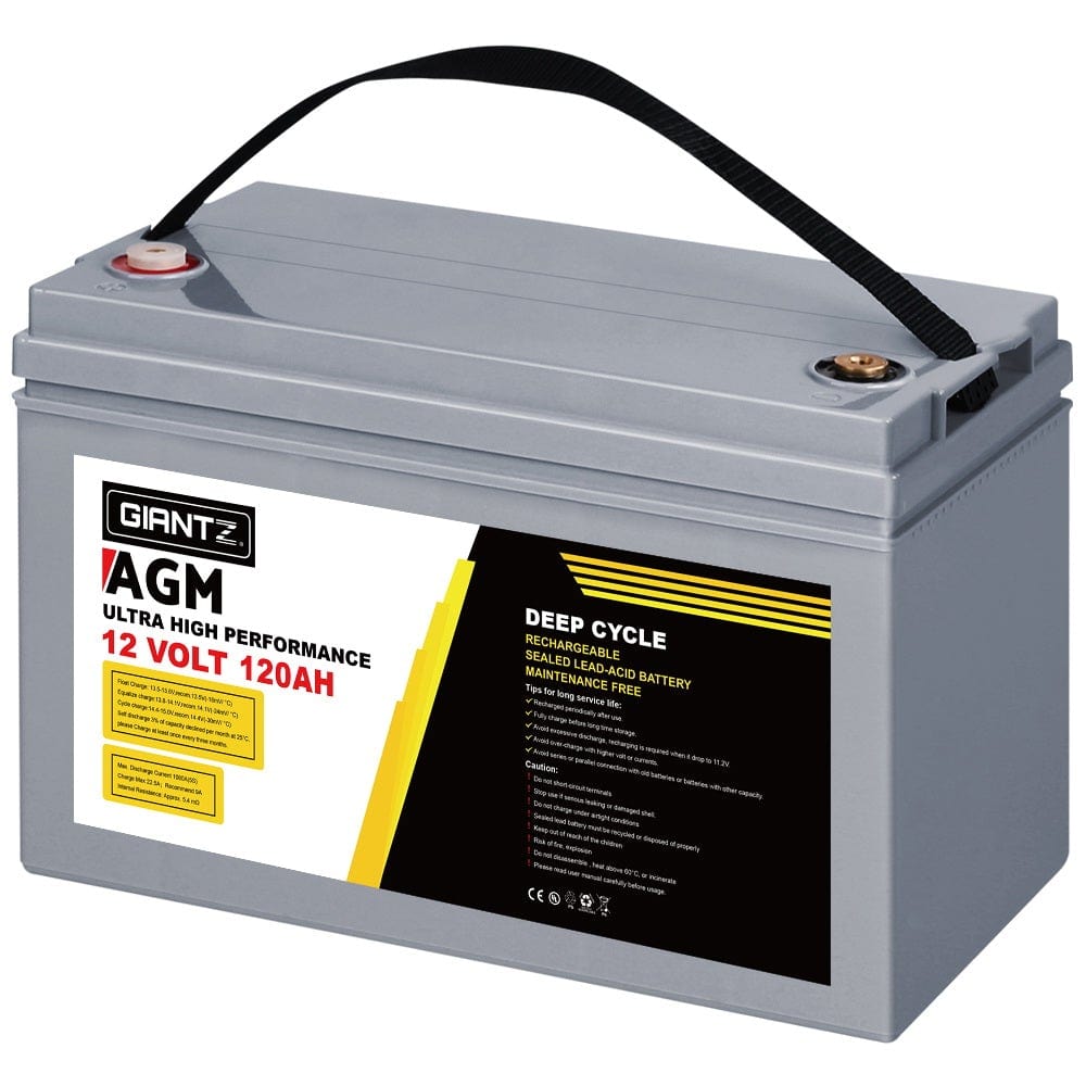 12V 120Ah AGM Deep Cycle Battery Marine Sealed Power Portable Box Solar