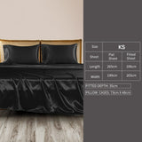 DreamZ Silky Satin Sheets Fitted Bed Sheet Pillowcases Summer King Single Black