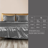 DreamZ Silky Satin Sheets Fitted Flat Bed Sheet Pillowcases Summer Queen Grey