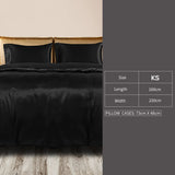 DreamZ Silky Satin Quilt Cover Set Bedspread Pillowcases Summer King Single Black