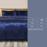 DreamZ Silky Satin Quilt Cover Set Bedspread Pillowcases Summer King Single Blue