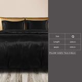 DreamZ Silky Satin Quilt Cover Set Bedspread Pillowcases Summer Queen Black
