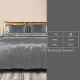 DreamZ Silky Satin Quilt Cover Set Bedspread Pillowcases Summer Queen Grey