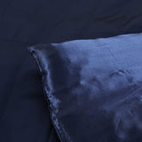 DreamZ Silky Satin Quilt Cover Set Bedspread Pillowcases Summer Single Blue