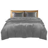 DreamZ Silky Satin Quilt Cover Set Bedspread Pillowcases Summer Super King Grey