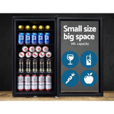 Bar Fridge Glass Door Mini Freezer- Devanti 98L Fridges Countertop Beverage Commercial