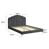 Levede Bed Frame Double Size Mattress Base Platform Wooden Velevt Headboard Grey