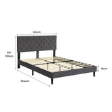 Levede Bed Frame Double Size Mattress Base Platform Wooden Velevt Headboard Grey