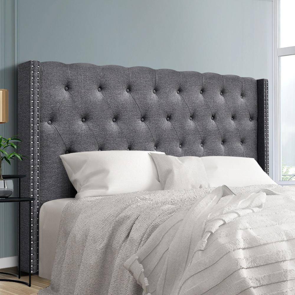 Artiss Bed Head Headboard King Size Fabric - LUCA Grey