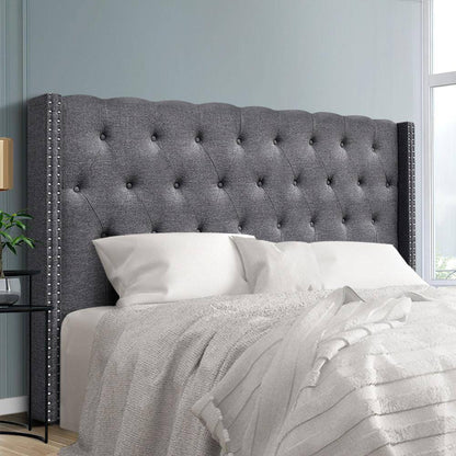 Artiss Bed Head Headboard King Size Fabric - LUCA Grey