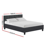 Tino Bed Frame Fabric - Charcoal Double