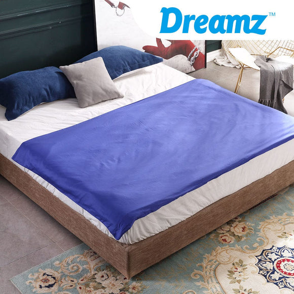 DreamZ 198x122cm Cotton Anti Anxiety Weighted Blanket Cover Protector Blue