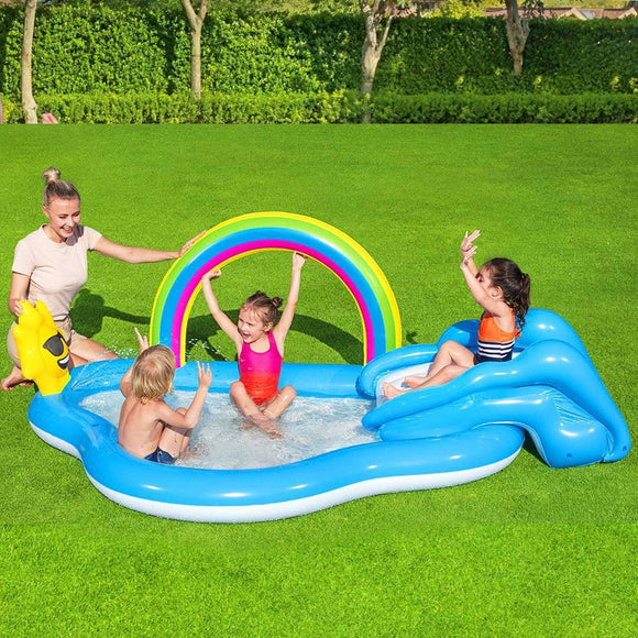 Swimming Pool Rainbow Slide Play Above Ground Kids Inflatable Pools