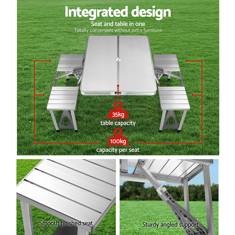 Folding Table With 2 x Bench Chairs