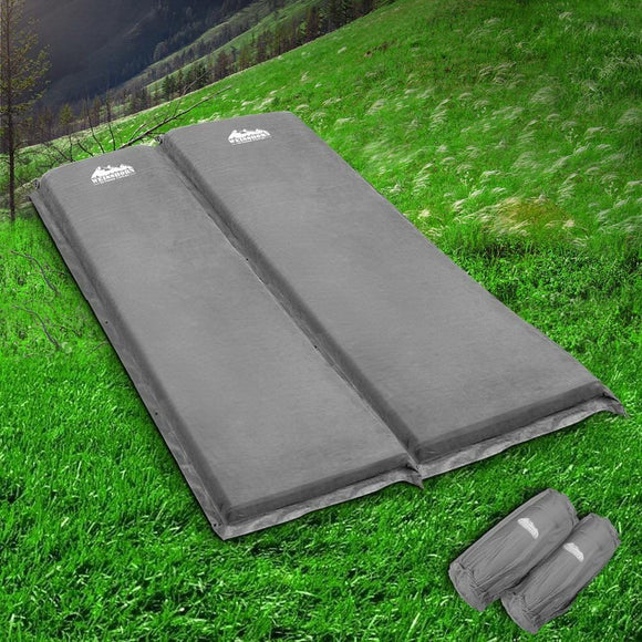 Weisshorn Self Inflating Mattress Camping Sleeping Mat Air Bed Double Set Grey