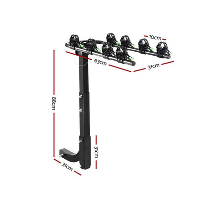 Bicycle Car Rack Tow Bar Mount |  2inch Holds 4x Bikes - Balck