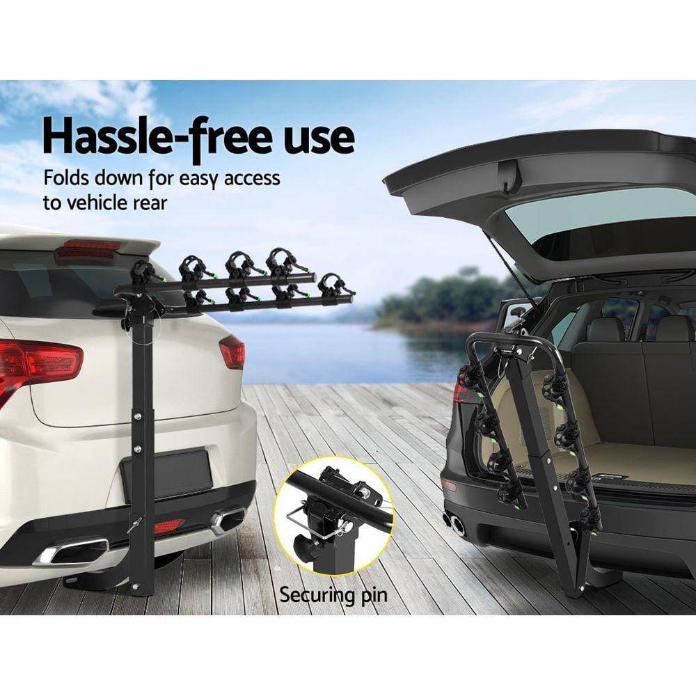 Bicycle Car Rack Tow Bar Mount |  2inch Holds 4x Bikes - Balck