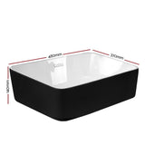 Above Counter Bathroom Basins Bowl | Ceramic Black White 48cm x 37cm x 14cm