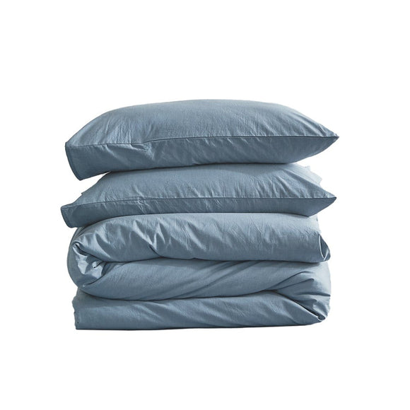 Cosy Club Duvet Cover Quilt Set Flat Cover Pillow Case Essential Blue Queen