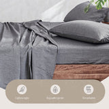 Cosy Club Sheet Set Bed Sheets Set Double Flat Cover Pillow Case Black Essential