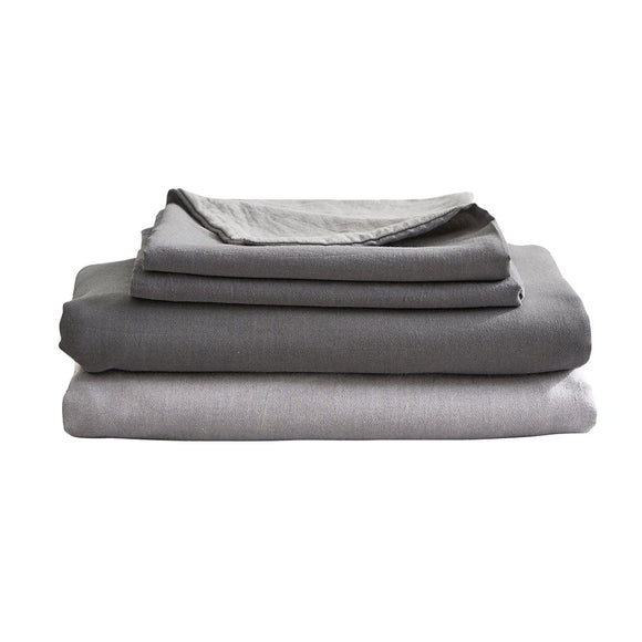 Cosy Club Sheet Set Bed Sheets Set Double Flat Cover Pillow Case Grey Inspired