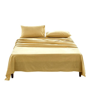 Cosy Club Sheet Set Bed Sheets Set Double Flat Cover Pillow Case Yellow Essential