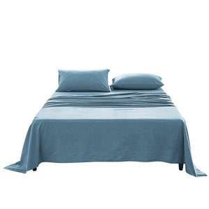 Cosy Club Sheet Set Bed Sheets Set Queen Flat Cover Pillow Case Blue Essential