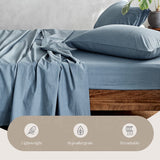 Cosy Club Sheet Set Bed Sheets Set Single Flat Cover Pillow Case Blue Essential