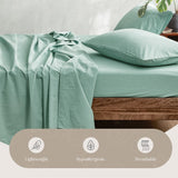 Cosy Club Sheet Set Bed Sheets Set Single Flat Cover Pillow Case Green Essential