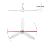 64" DC Motor Ceiling Fan with LED Light with Remote 8H Timer Reverse Mode 5 Speeds White (CF-B-64-334-WH)