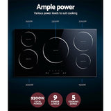 Electric Induction Cooktop 90cm Ceramic Glass 5 Zones Stove Cook Top Cooker