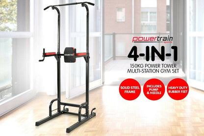 Chin Up Machine Power Tower 4-in-1 Powertrain Load Rating 150kg