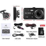 Dash Camera UL Tech 4 Inch Dual Camera  - Black