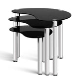 Artiss Set Of 3 Glass Coffee Tables - Black