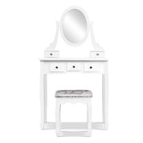 Dressing Table Stool Set Mirror Drawers Makeup Cabinet Storage Desk White