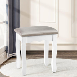 Dressing Stool Makeup Chair Bedroom Living Room Vanity Velvet Fabric Grey