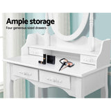 4 Drawer Dressing Table with Mirror - White