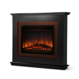 Electric Fireplace Heater Mantle Portable Fire Log Wood Heater 3D Flame Effect Black-Devanti 2000W