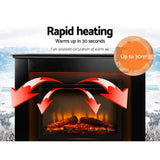 Electric Fireplace Heater Mantle Log Wood 3D Flame Effect Black-Devanti 2000W