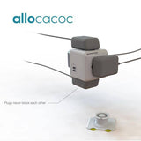 ALLOCACOC POWERCUBE Extended USB Grey 4 Outlets 2 USB 1.5M with CABLE (Twin Pack)
